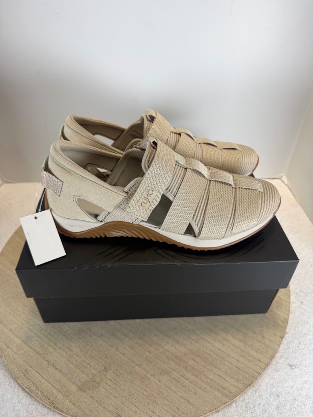 Ryka Echo Fisherman Women's 8.5 M Taupe Tan Walking Sandals Closed Toe NIB